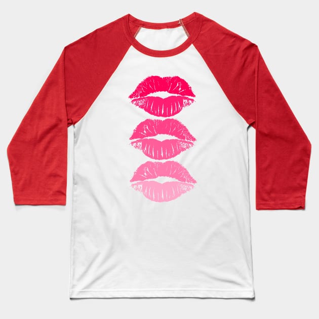 Hot Pink Lips Baseball T-Shirt by Adatude